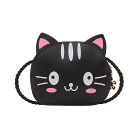 Mini Zipper Cute Cartoon Crossbody Bag (Color: Black)