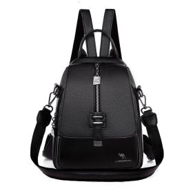 New Fashion PU Soft Leather Small Backpack (Color: Black)