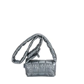 Women's Retro Solid Color Embroidered Square Plaid Crossbody Bag (Color: Silver)