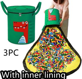 Felt Storage Bag Toy Play Mat 2 In 1 Pull Rope (Option: Red 3PC-Lining)