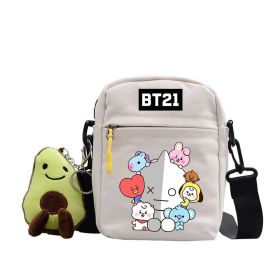 Cartoon Cute Canvas Messenger Bag (Option: White-Robot)