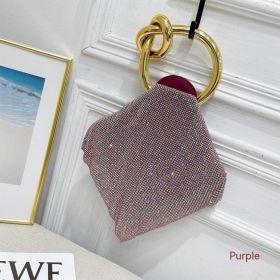 Portable Crystal Bag Turbot Fish Diamond Rhinestone Dinner Bag (Option: Purple-27x29x4)