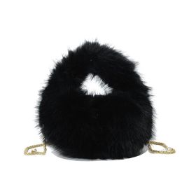 Fashion Plush Hand-carrying Bag Women (Color: Black)