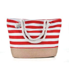 Striped Beach Bag Casual Large Capacity Women Shoulder Bags (Option: Red-50x12x35cm)