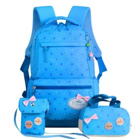 New Korean children's schoolbag schoolbag, schoolbag, schoolbag, lovely girl, three pieces of 3-4-5 grade Backpack (Color: Blue)