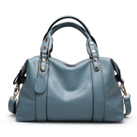 Fashion Boston Shoulder Bag Women's Handbags Retro Rivet Design Personalized Crossbody Bags (Color: Blue)