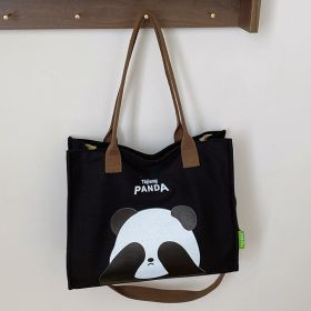 Leisure Commuter Cute Panda Student Handheld Book Bag (Color: Black)