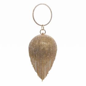 Fringed Beaded European And American Style Bag (Option: Yellow-13cm Diameter)