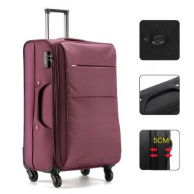Business Luggage Oxford Bra Bar Large Capacity Password (Option: Rich purple waterproof-26inch)