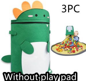 Felt Storage Bag Toy Play Mat 2 In 1 Pull Rope (Option: Green 3PC-Do not add lining)