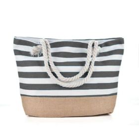 Striped Beach Bag Casual Large Capacity Women Shoulder Bags (Option: Gray-50x12x35cm)