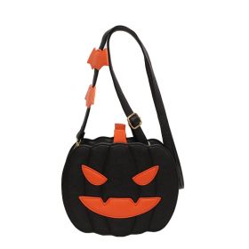 2023 Halloween Bags Funny Pumpkin Cartoon Shoulder Crossbody Bag With Bat Personalized Creative Female Bag (Option: Black1)