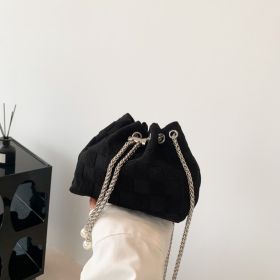 Summer Leopard Print Women's Fashion Woven Crossbody Chain Shoulder Bag (Option: Chessboard Plaid Black)