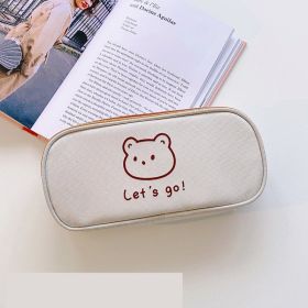 Literature And Art Oxford Cloth Student Pencil Bag Stationery Box (Option: Bear head)