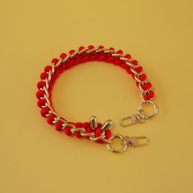 Women's Bag Woven Bag With 40cm Short With Buckle Can Be Mobile Phone Charm (Option: Modified Red-40cm)