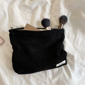 Fashion Corduroy Cosmetic Bag Women (Color: Black)
