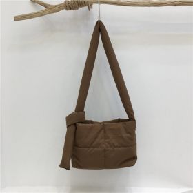 Down Cotton Small Square Soft Texture One Shoulder Crossbody Messenger Bag (Option: Mud)