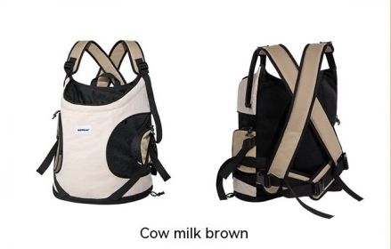 Cat Backpack Pet Front Breathable Canvas Bag (Option: Brown-35x20x36CM)