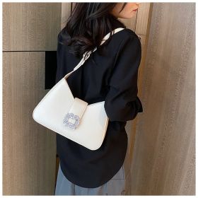 Women's Fashion Simple Diamond Large Capacity Shoulder Bag (Option: White-27x16x9CM)