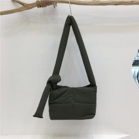 Down Cotton Small Square Soft Texture One Shoulder Crossbody Messenger Bag (Option: Army Green)