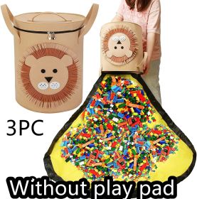 Felt Storage Bag Toy Play Mat 2 In 1 Pull Rope (Option: Khaki 3PC-Do not add lining)