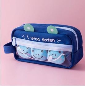 Large Capacity Elementary Students' Pencil Bag (Option: Blue Frog)