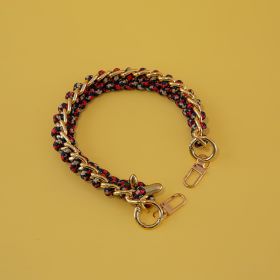 Women's Bag Woven Bag With 40cm Short With Buckle Can Be Mobile Phone Charm (Option: Improved Floral Red-40cm)