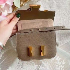 Leather Shoulder Crossbody Bag Replacement Strap For Wallet (Option: Elephant grey gold buckle)