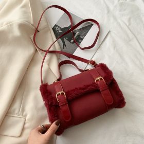 Plush Women's Crossbody Handbag Fashion (Color: Red)