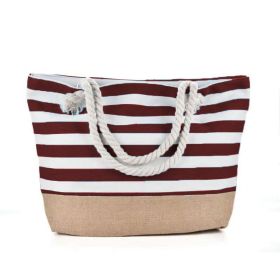 Striped Beach Bag Casual Large Capacity Women Shoulder Bags (Option: Brown-50x12x35cm)
