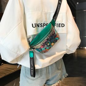 Hip Hop Fashion Painted Graffiti Small Casual Slanted Chest Bag (Color: Green)