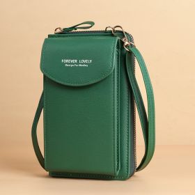 Mobile Phone Crossbody Bags Clutch Large Capacity Long Wallet Shoulder Bag Women (Color: Green)