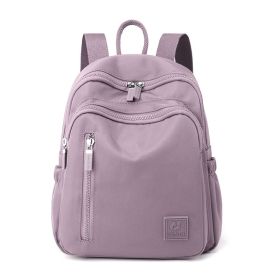 New Nylon Water Repellent Large-capacity Backpack Female Lightweight Backpack (Option: Light Purple)