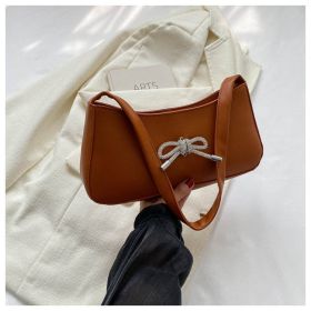 Autumn Elegant Women's Bag Bowknot Trendy Korean Style Fashion Casual One-shoulder Crossbody (Color: Brown)