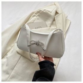 Autumn Elegant Women's Bag Bowknot Trendy Korean Style Fashion Casual One-shoulder Crossbody (Color: White)