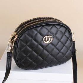 Women's Shoulder Messenger Bag New Fashion Small Round Mini (Option: Diamond Plaid)