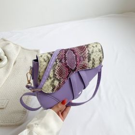 Women's Shoulder Bag Casual Western Style Saddle Bag (Color: Purple)