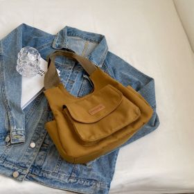 Leisure Commute Large Capacity Summer Fashion Canvas Support All-match Shoulder Bag (Option: Brown Without Pendant)