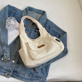 Leisure Commute Large Capacity Summer Fashion Canvas Support All-match Shoulder Bag (Option: White Without Pendant)