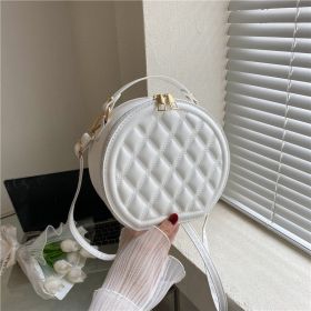 Fashion Diamond Plaid Women's Messenger Bag (Color: White)