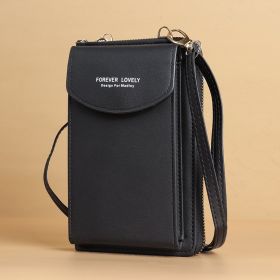 Mobile Phone Crossbody Bags Clutch Large Capacity Long Wallet Shoulder Bag Women (Color: Black)