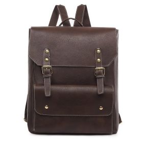 Korean Style Retro Simple Backpack (Color: Brown)