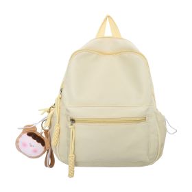 Women's Japanese Style Solid Color Raw Backpack Cute And Lightweight Travel (Option: Yellow-Single Bag)