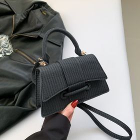 French Fashion Casual Simple Western Style Simple Fashion Shoulder Messenger Bag (Color: Black)