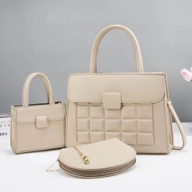 New Commuter Large Capacity Shoulder Bag Three-piece Set Versatile Handbag (Option: Apricot-30 √ó 12 √ó 22cm)
