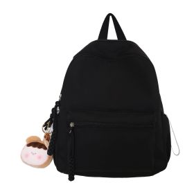 Women's Japanese Style Solid Color Raw Backpack Cute And Lightweight Travel (Option: Black-Single Bag)