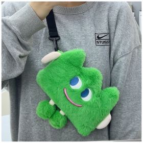Emotional Straw  Mobile Phone Bag Cute Plush Crossbody Bag Female (Option: Green Plus Size)