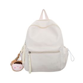 Women's Japanese Style Solid Color Raw Backpack Cute And Lightweight Travel (Option: White-Single Bag)