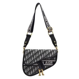 New Retro Fashion Embroidered Saddle Bag Shoulder Messenger Bag (Color: Black)