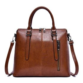 Single Shoulder Diagonal Cross Women's Handbag (Color: Brown)